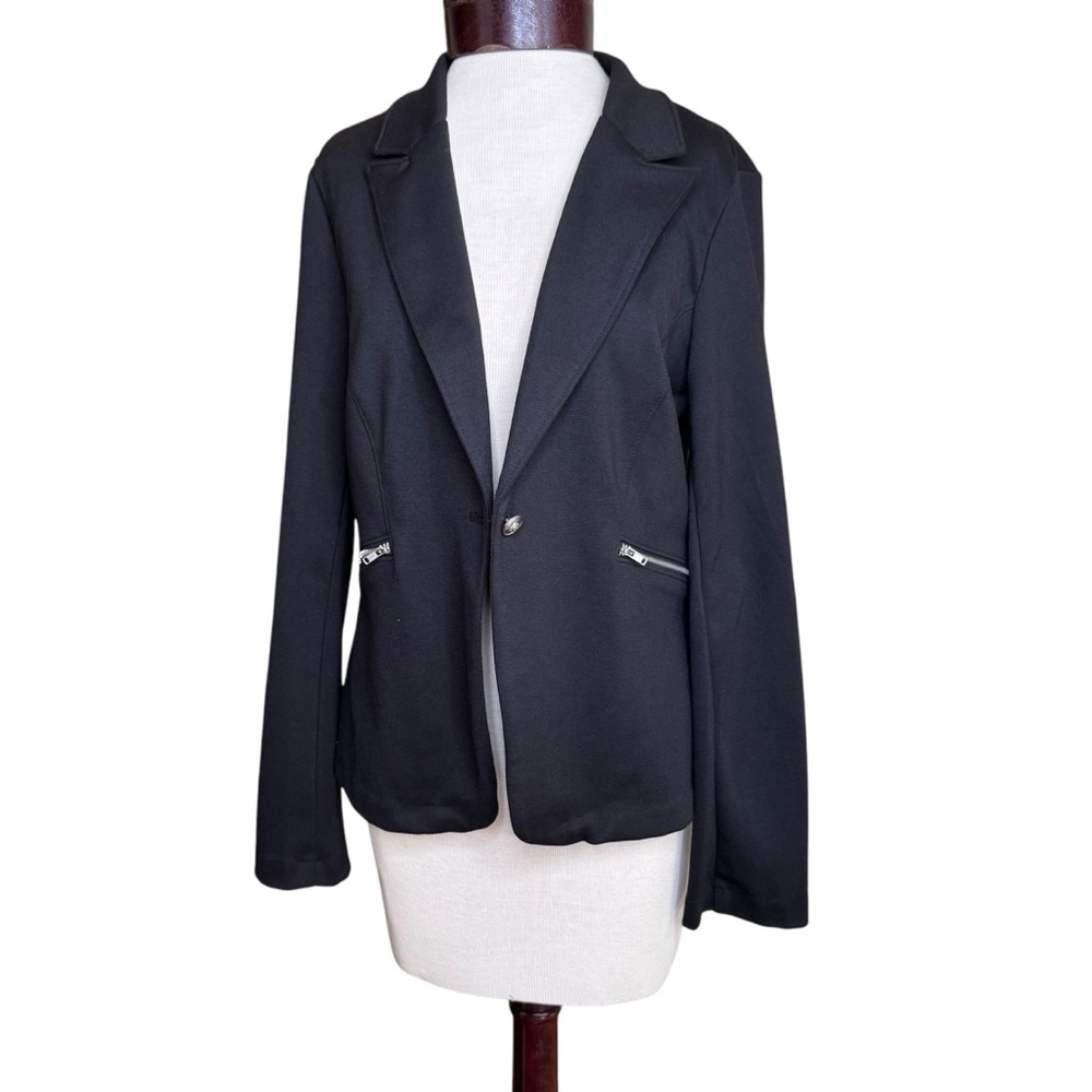 Have Black Stretchy Zipper Details Edgy Blazer Jacket XL (runs small)